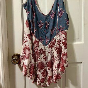 Free People Mixed Print Peplum Camisole Top: Red Combo: Large: NWT  OB571947